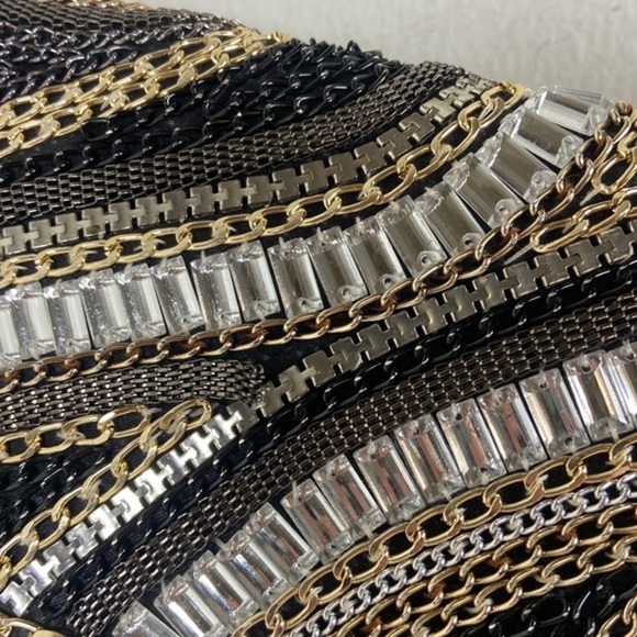 Bebe clutch with metal chain and jewel embellishment 11.5” by 4.5” - Picture 3 of 8